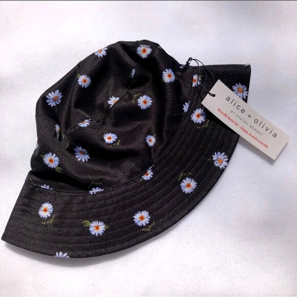 Alice + Olivia By Stacey Bendet Reversible Bucket Hat Daisy Print 100% Polyester - Picture 1 of 6